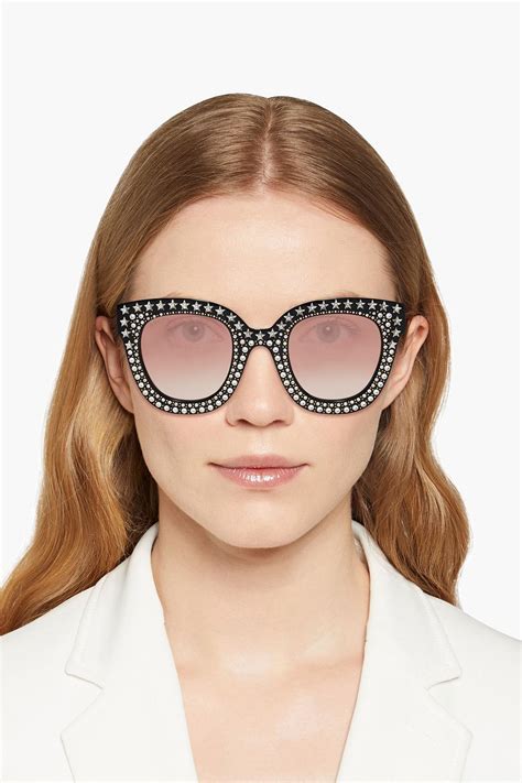 gucci cat-eye glasses with crystals|cat eye gucci sunglasses women's.